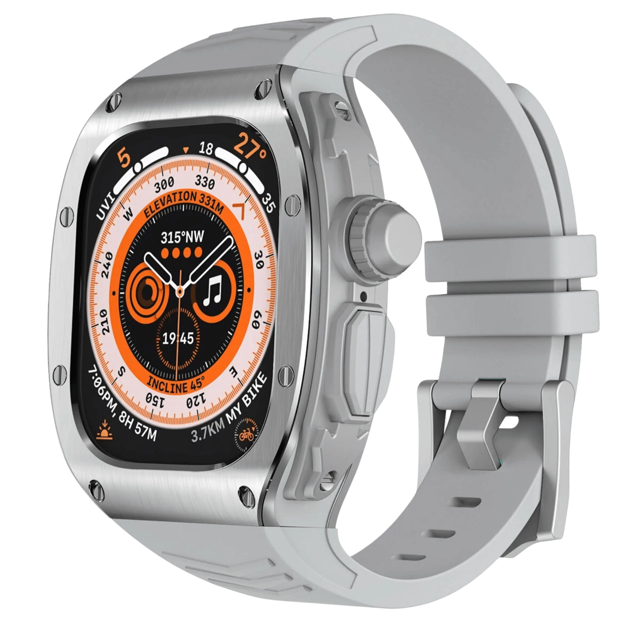 Apple Watch Ultra用ステンレススチールケースとシリコンバンド