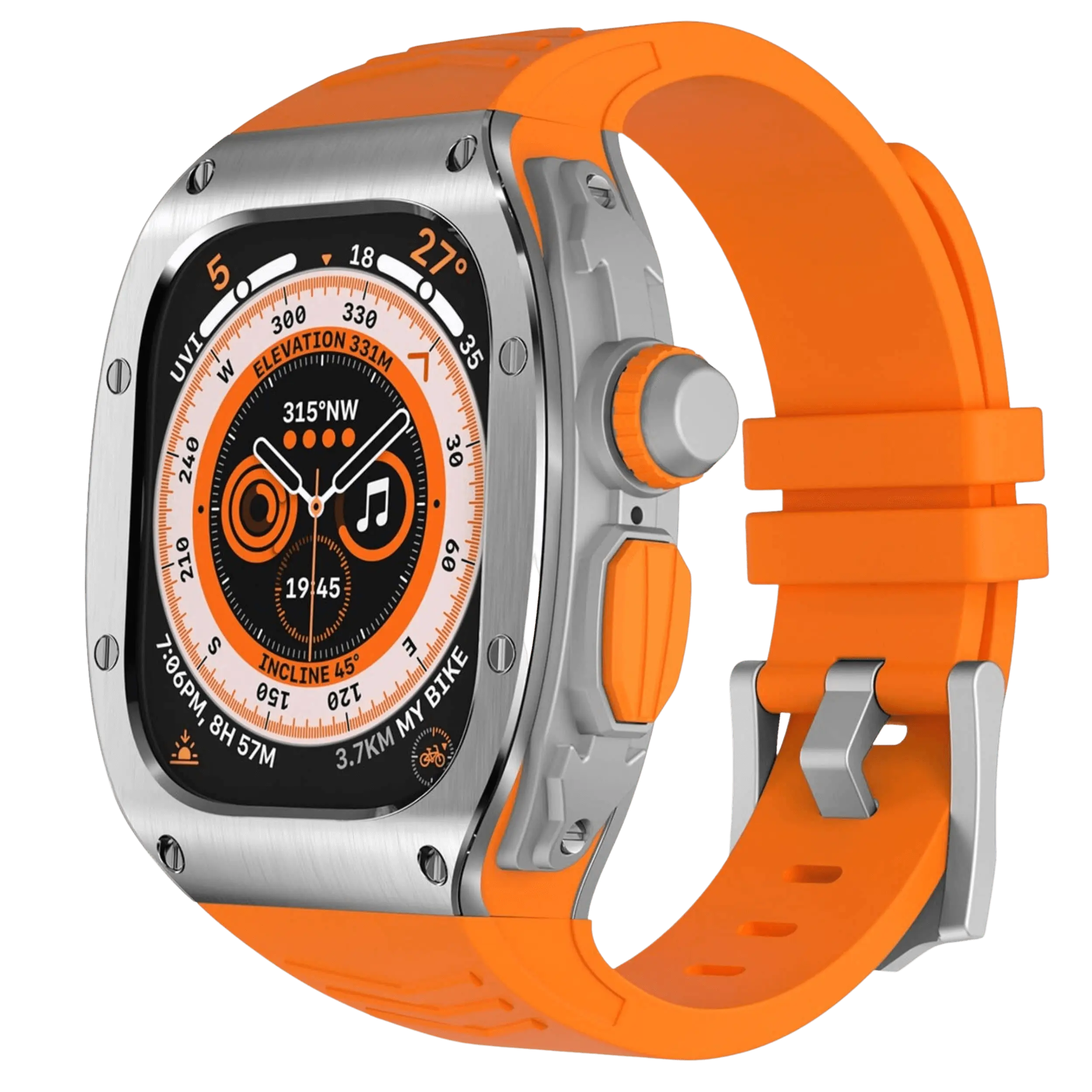 Apple Watch Ultra用ステンレススチールケースとシリコンバンド