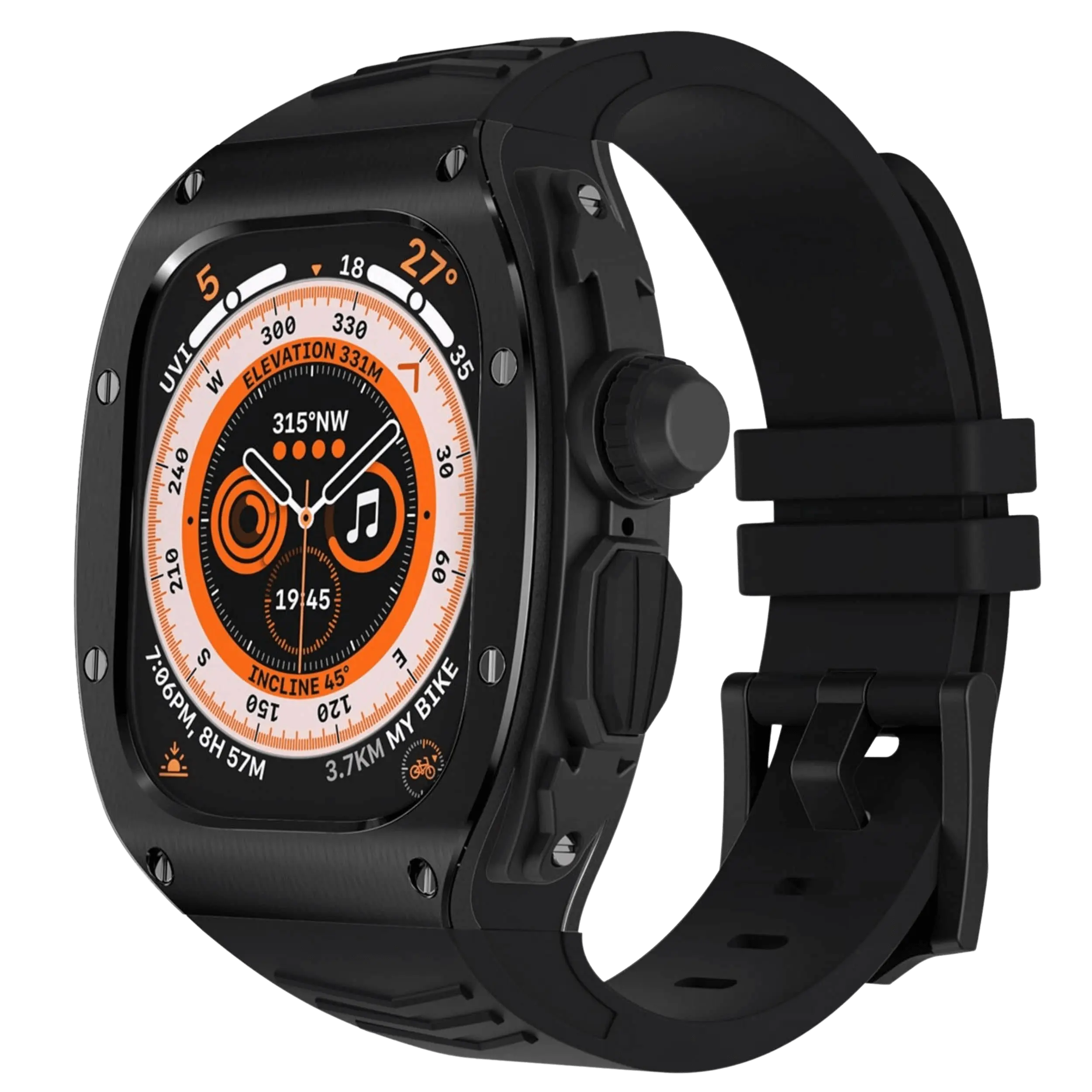 Apple Watch Ultra用ステンレススチールケースとシリコンバンド