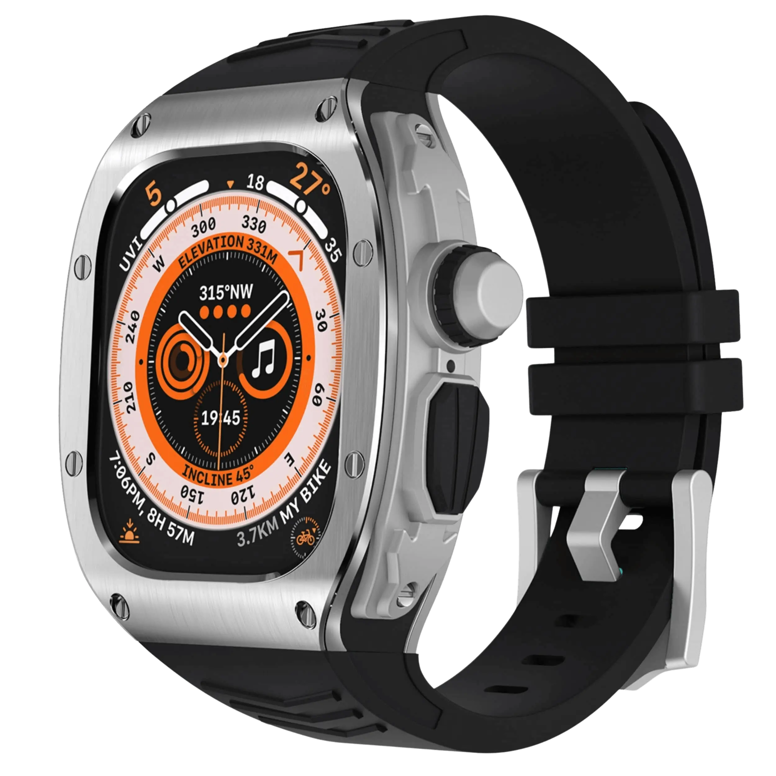 Apple Watch Ultra用ステンレススチールケースとシリコンバンド