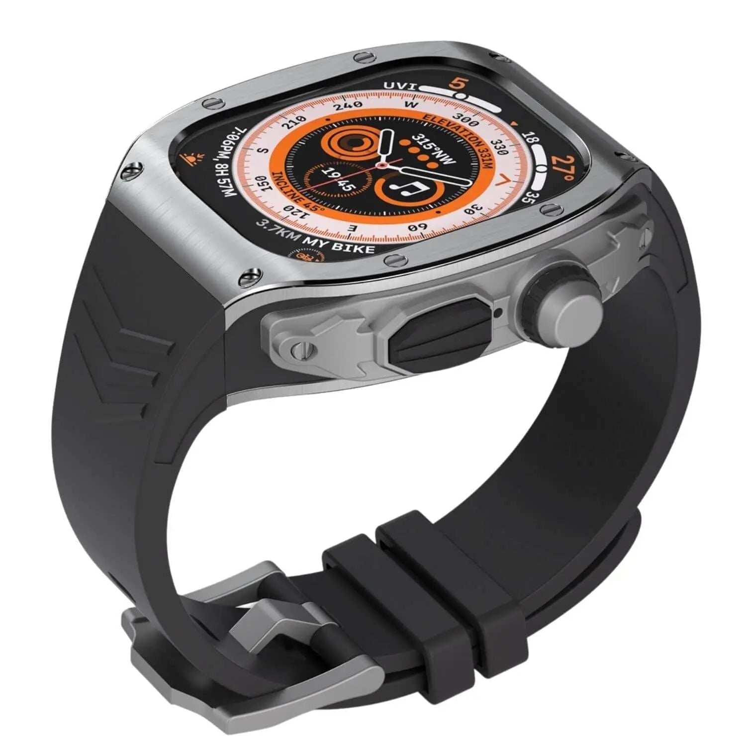 Apple Watch Ultra用ステンレススチールケースとシリコンバンド