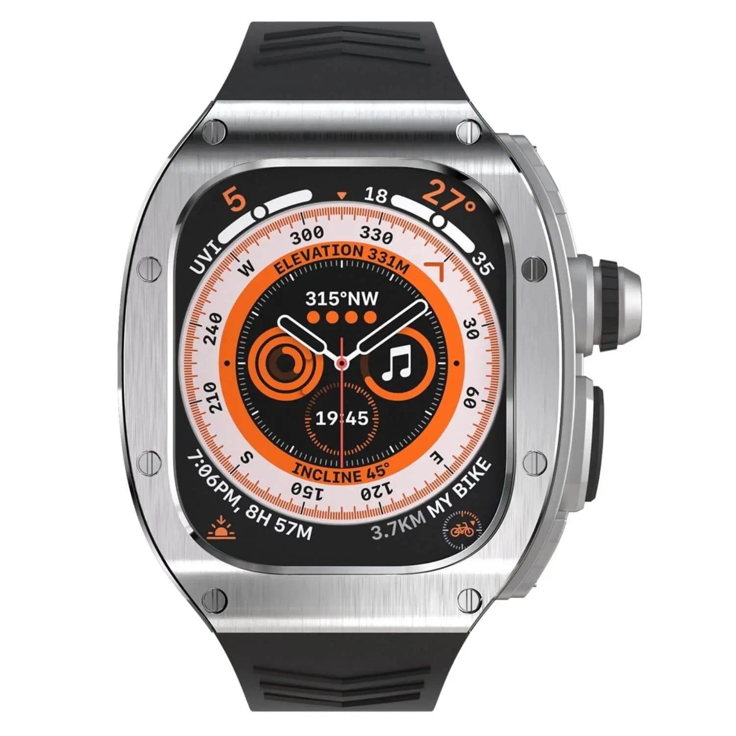 Apple Watch Ultra用ステンレススチールケースとシリコンバンド