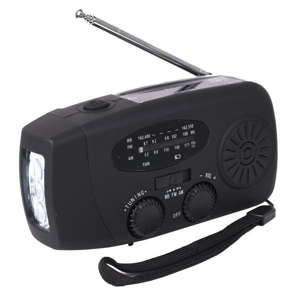 AeroVault Wind Up Radio with Solar Power Bank and Flashlight