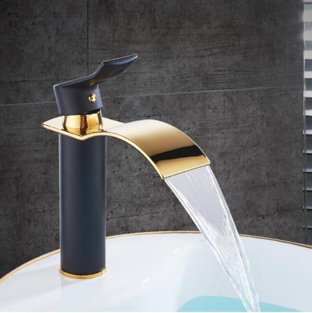 Gold & White Waterfall Faucet - Deck-Mount, Single-Handle