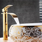 Gold & White Waterfall Faucet - Deck-Mount, Single-Handle