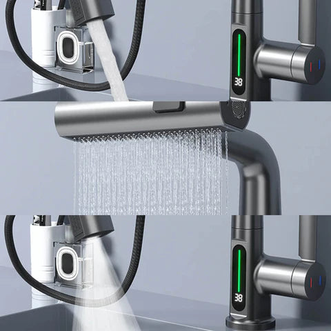 Quorra AquaFlex Pull-Out Faucet For Kitchen And Bathroom, 60cm Extendable Hose, 360 Degree Swivel, High Arc Design
