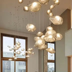 Aurora Cascade Glass Chandelier with Aluminum Frame