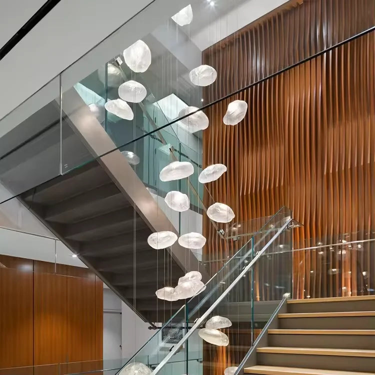 Aurora Cascade Glass Chandelier with Aluminum Frame