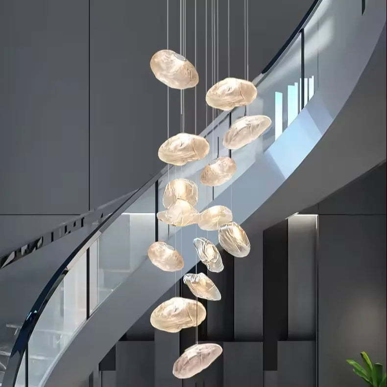 Aurora Cascade Glass Chandelier with Aluminum Frame