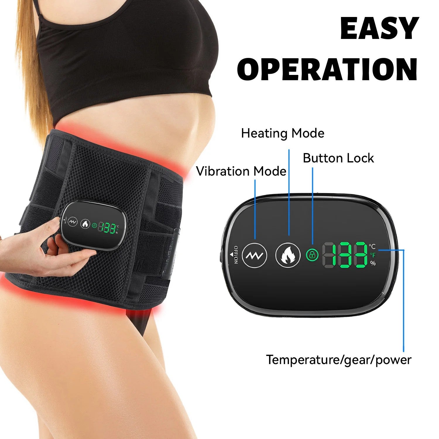 LumaWave 630nm Red Light Waist Belt with Heat and Vibration