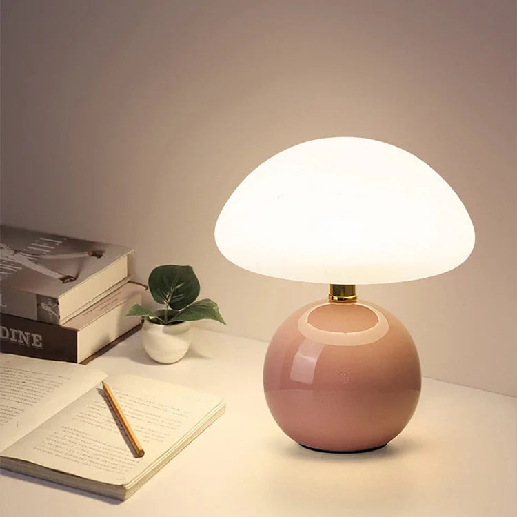 Lunelle French Cream Mushroom Table Lamp Bauhaus Style