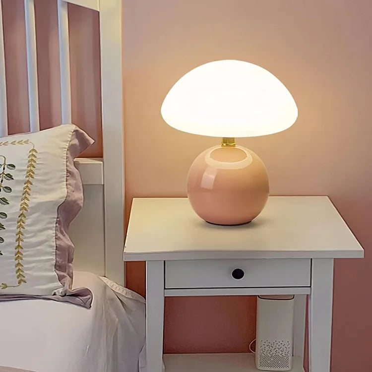 Bellemuse French Cream Mushroom Table Lamp Vintage Style