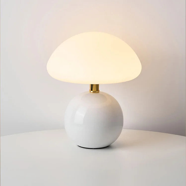 Lunelle French Cream Mushroom Table Lamp Bauhaus Style