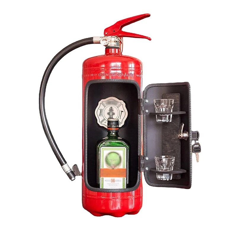 EmberSafe Hidden Bottle Storage Shaped Like A Fire Extinguisher Decorative Concealed Bottle Holder