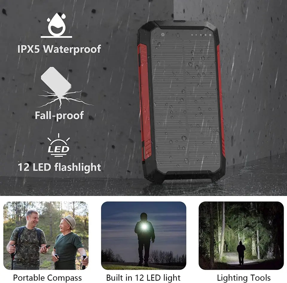 LumiVolt 30,000mAh Waterproof Wireless Solar Power Bank