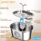 Fuente silenciosa de acero inoxidable para gatos para hidratación saludable