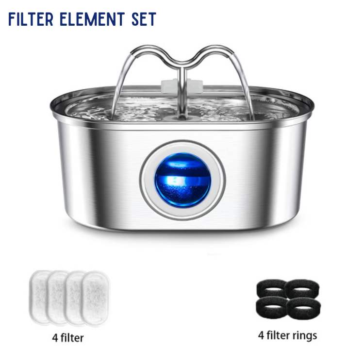 Fuente silenciosa de acero inoxidable para gatos para hidratación saludable