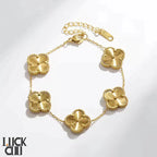 シルバクローブ クローバー 繊細なブレスレット 四つの花のチャーム付き