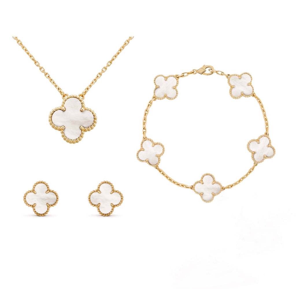 Liora Adjustable Clover Jewelry Set For Women Nickel Free Delicate Necklace And Earrings Stylish Gift