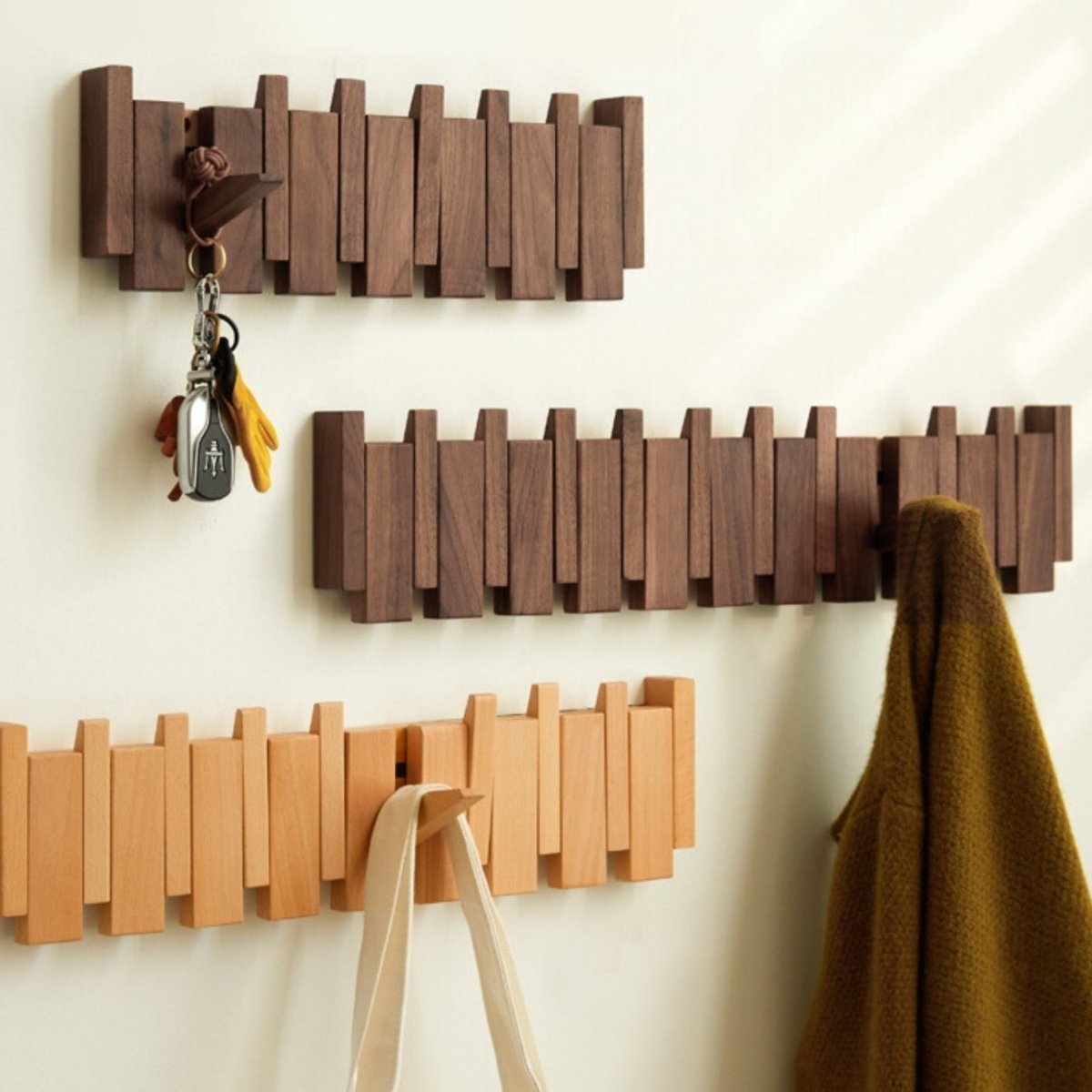 HarmoniWood Handmade Wooden Coat Rack for Hallway Entry