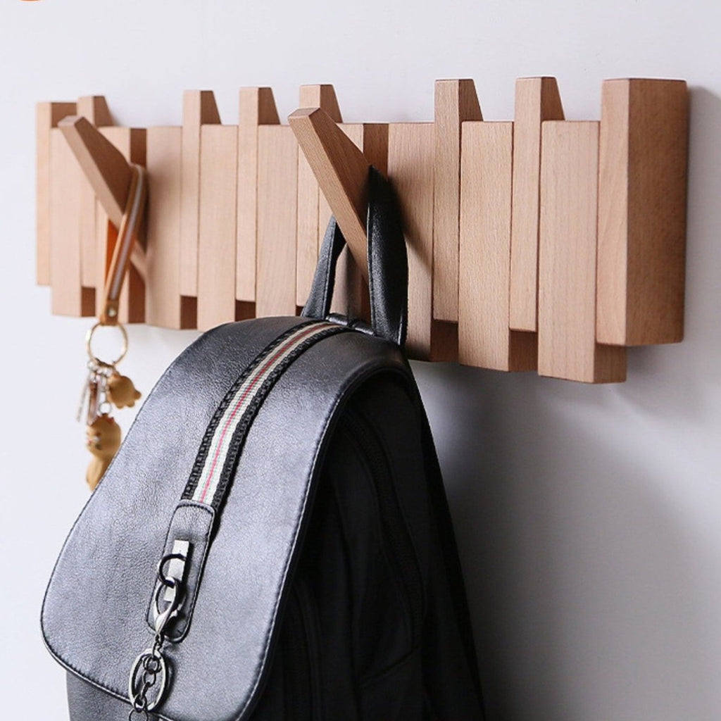 HarmoniWood Handmade Wooden Coat Rack for Hallway Entry