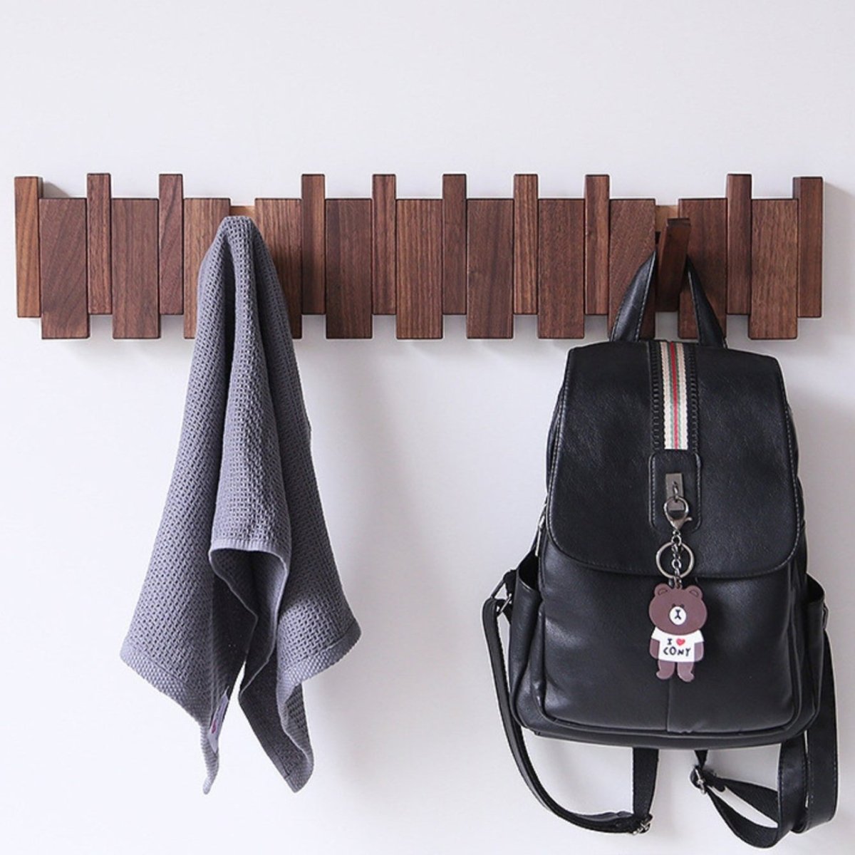 HarmoniWood Handmade Wooden Coat Rack for Hallway Entry