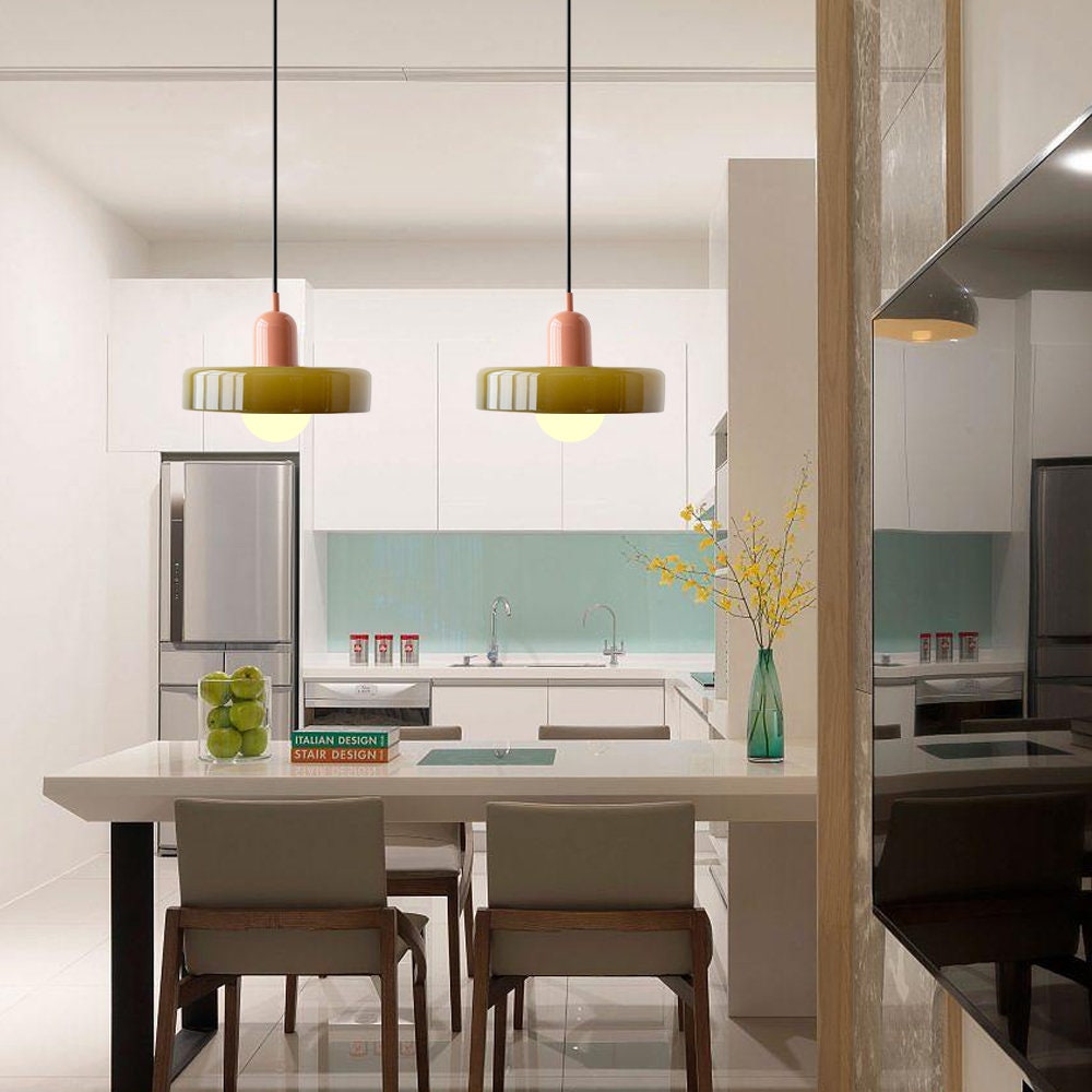 Lumora | Colored Glass Bauhaus Pendant Light For Dining