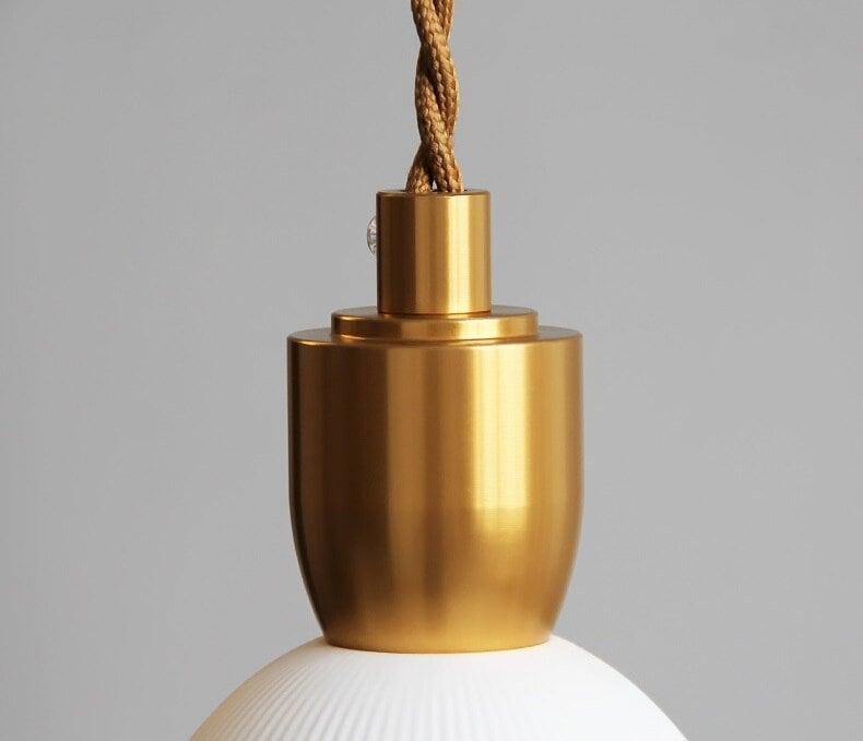Aurea Deco Ribbed Ceramic Pendant Light With Bulb Included