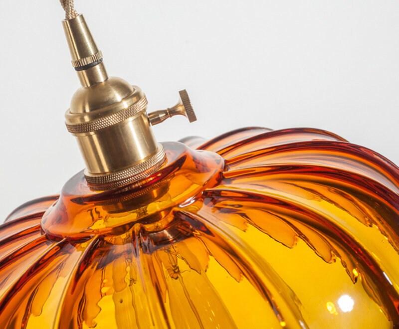 Lotus Glass Pendant Light - Vintage Style, Bulb Included