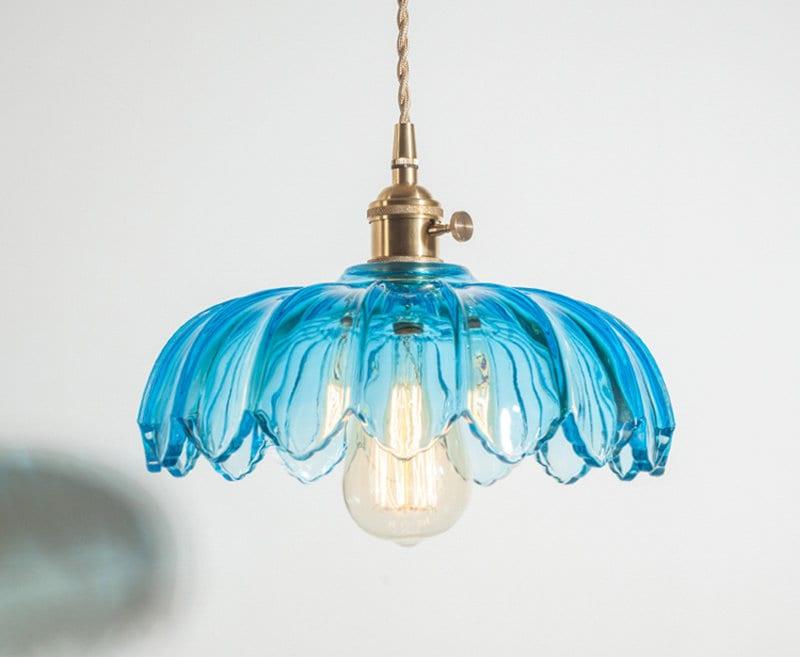 Lotus Glass Pendant Light - Vintage Style, Bulb Included