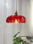 Lotus Glass Pendant Light - Vintage Style, Bulb Included