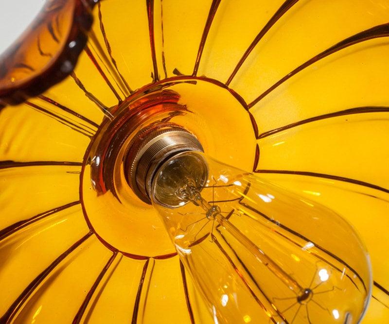 Lotus Glass Pendant Light - Vintage Style, Bulb Included