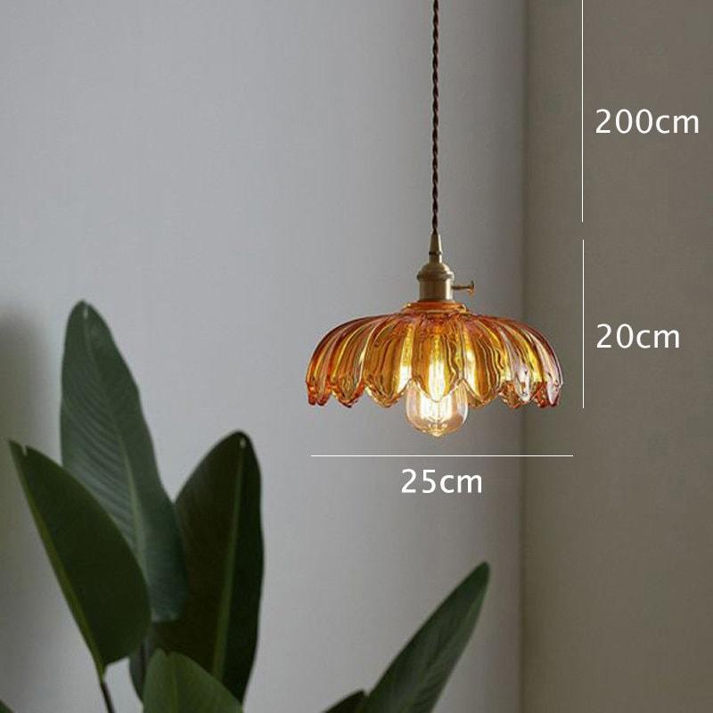 Lotus Glass Pendant Light - Vintage Style, Bulb Included