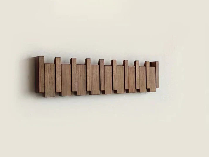 AriaWood Piano Coat Rack In Wood, Artistic Hallway Wall Hanger For Coats Hats And Scarves
