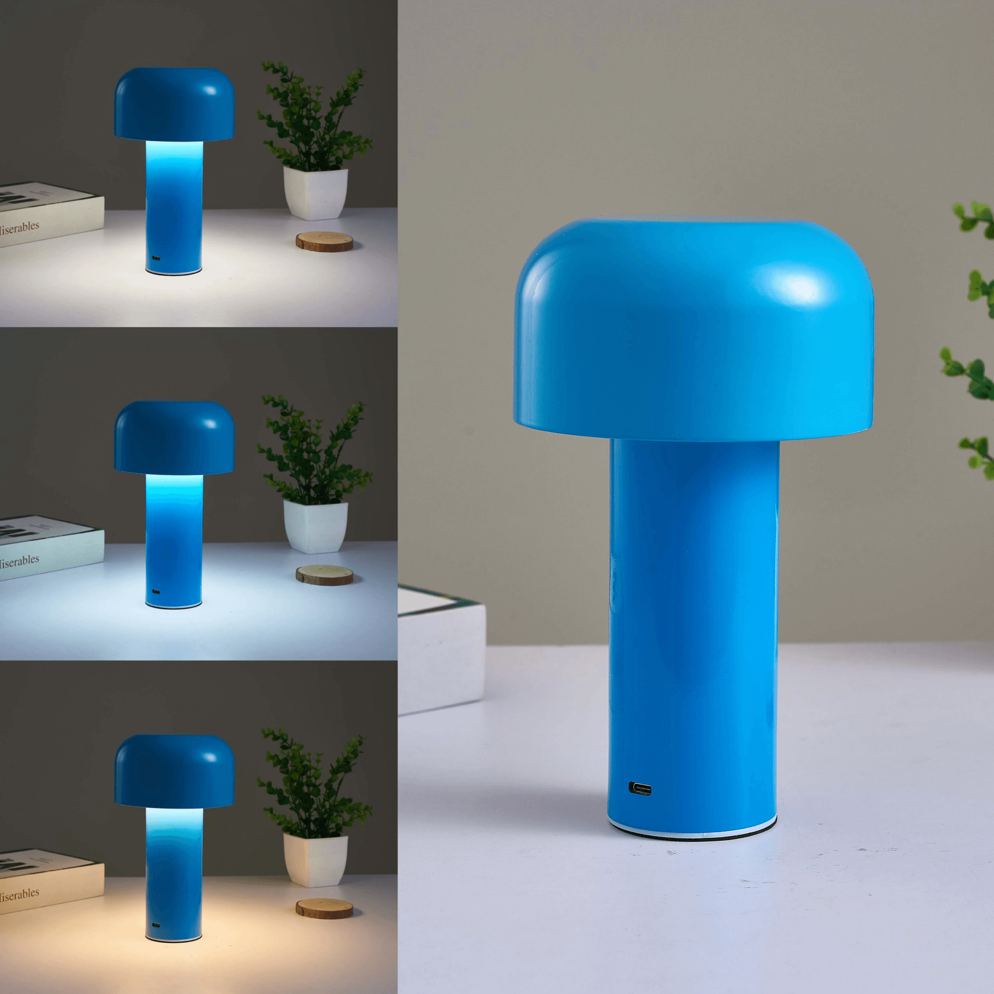 LumiMush Cordless Rechargeable Mushroom Bedside Table Lamp