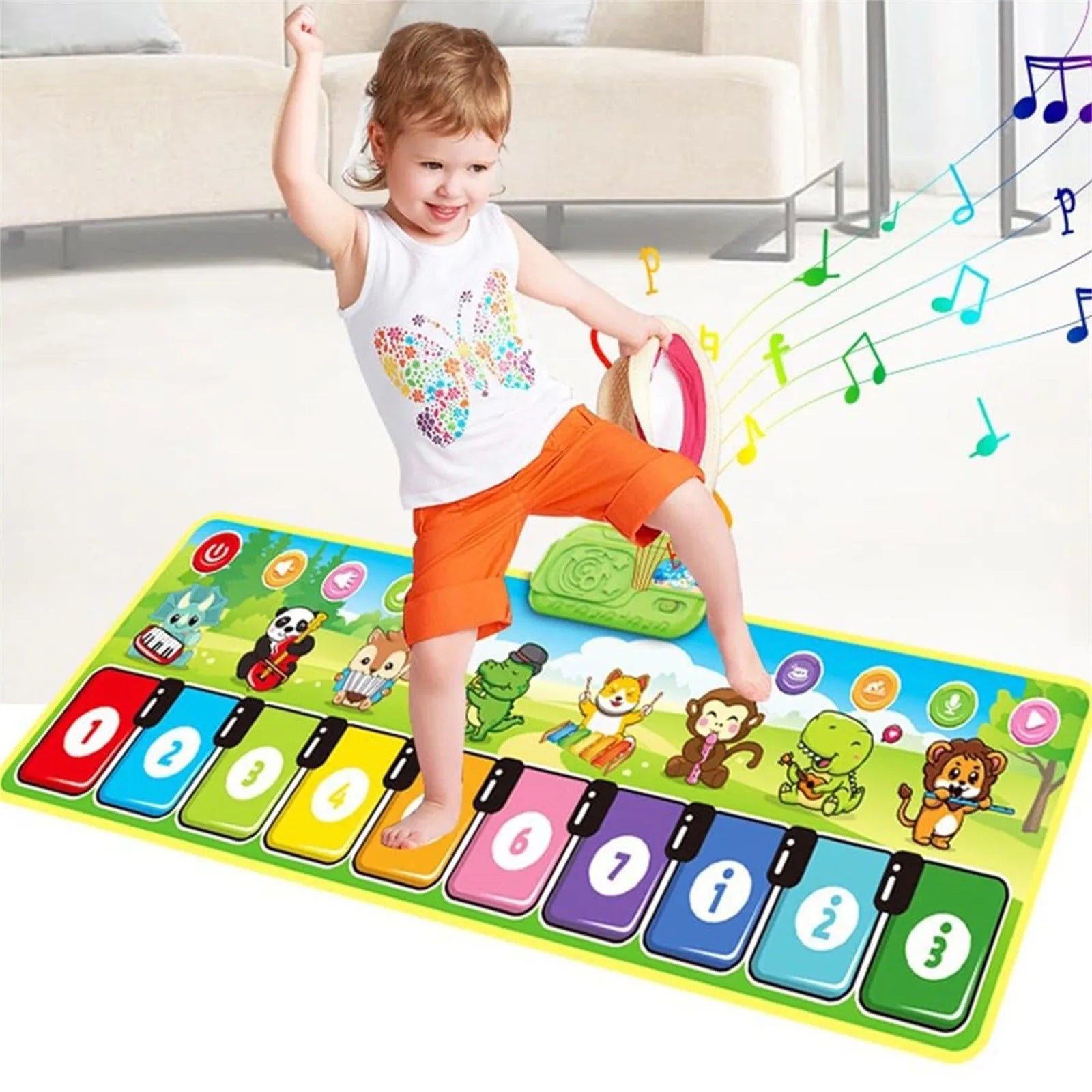 PlayNote Floor Piano Mat Musical Toy for Kids Colorful