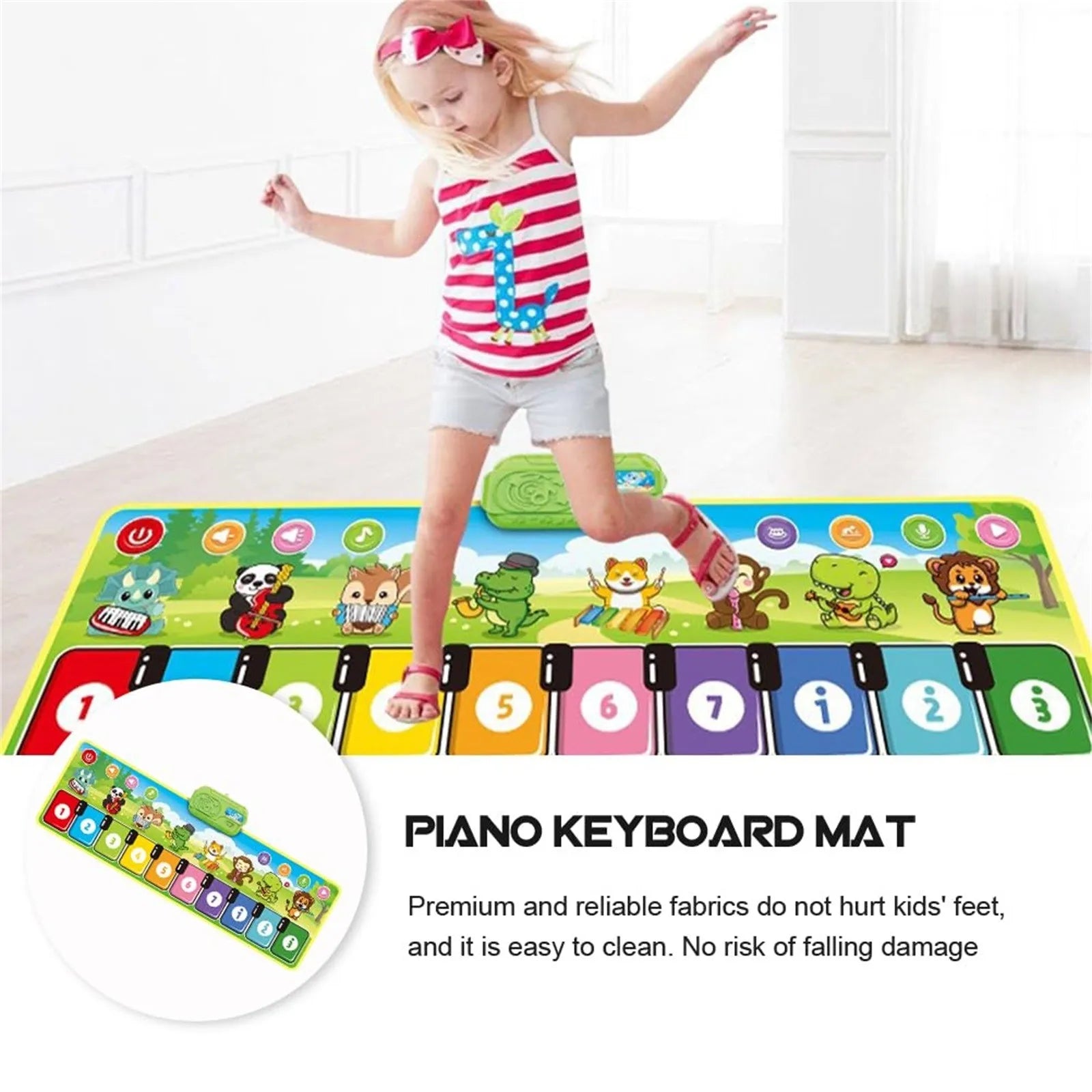 PlayNote Floor Piano Mat Musical Toy for Kids Colorful