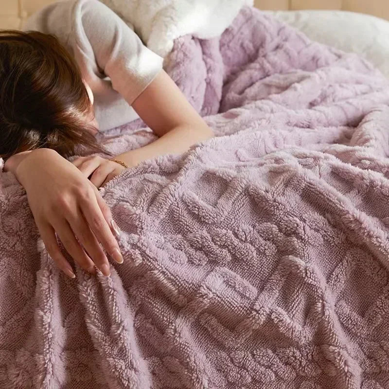 SnugHaven paksu talvinen lampaanvillapeitto kaksipuolisella mikrokuituflanellilla ja pehmeällä lampaanvillapinnalla