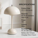 Aurelia | Minimalist Rechargeable Mushroom Bedside Lamp