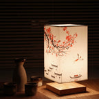 Aelora Japanese Scandinavian Bedside Lamp With Fabric Shade