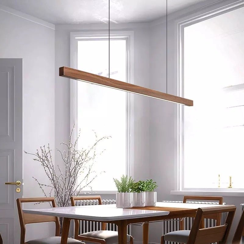 Alderon | LED Wooden Pendant Light, Adjustable Height