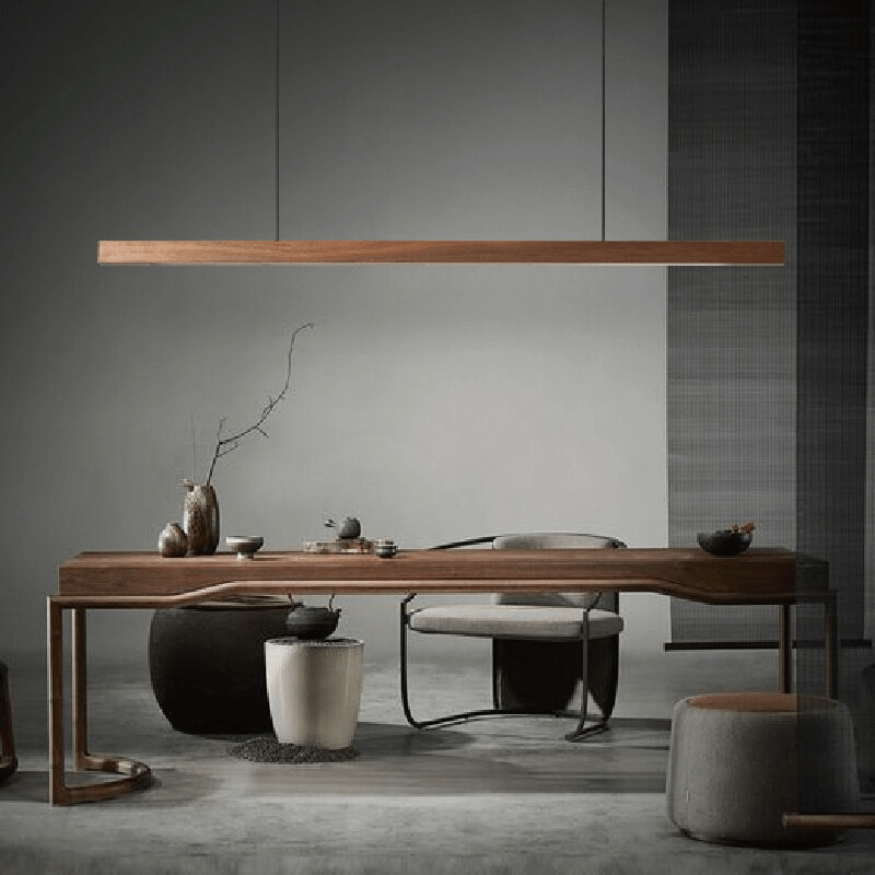 Alderon | LED Wooden Pendant Light, Adjustable Height