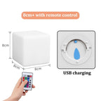 LumenOak LED Cube Lamp | Walnut & Frosted Glass Glow