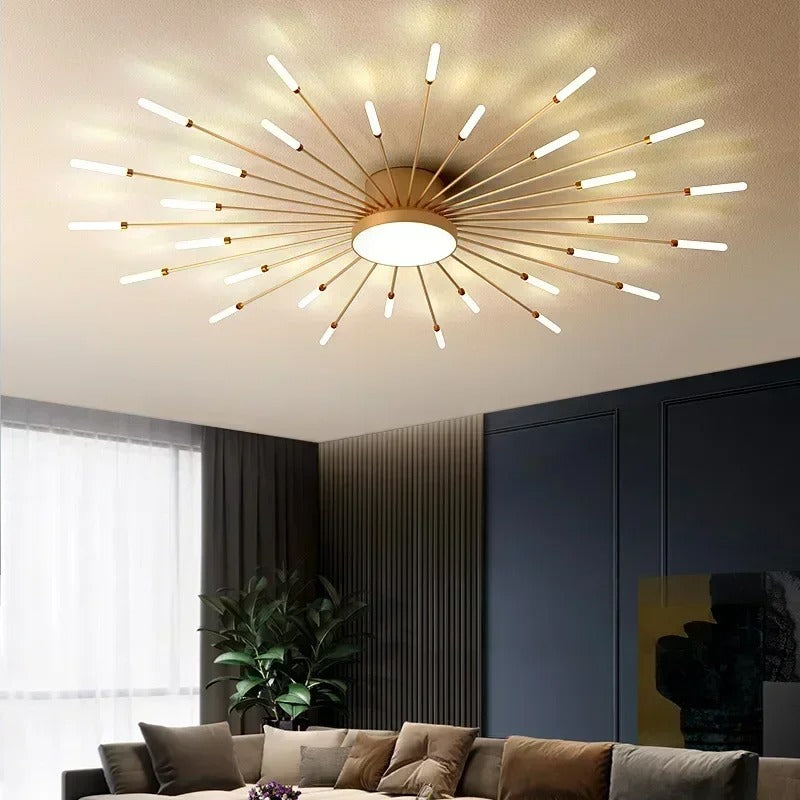 Modern Luminex Sputnik LED Ceiling Light Black & Gold