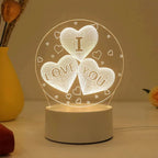 AmoraGlow LED Acrylic Heart Lamp With Solid Wood Base