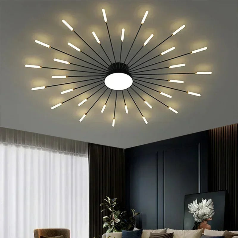 Modern Luminex Sputnik LED Ceiling Light Black & Gold