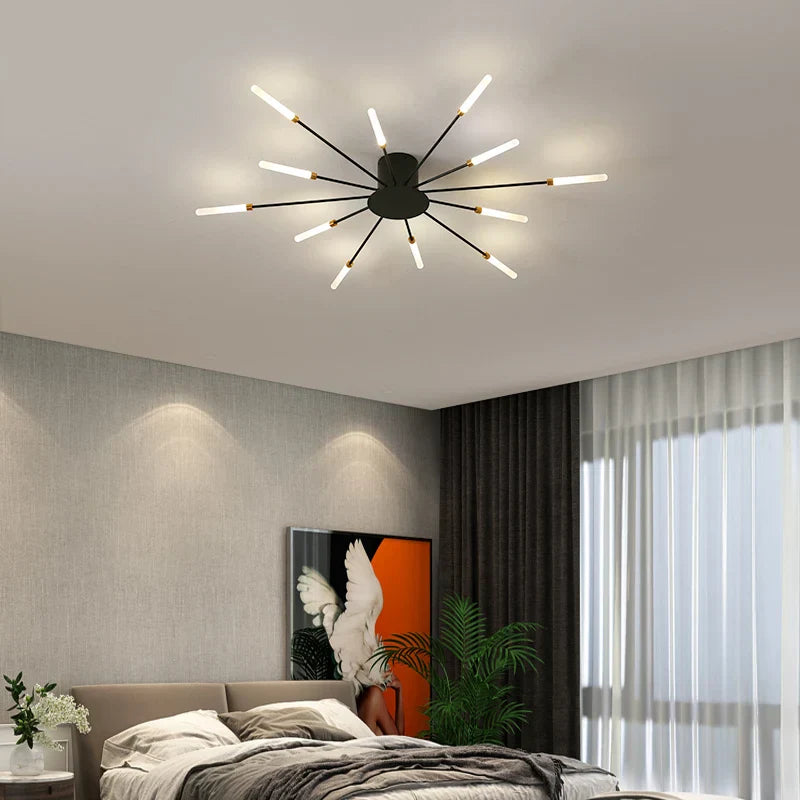 Modern Luminex Sputnik LED Ceiling Light Black & Gold