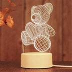 AmoraGlow LED Acrylic Heart Lamp With Solid Wood Base
