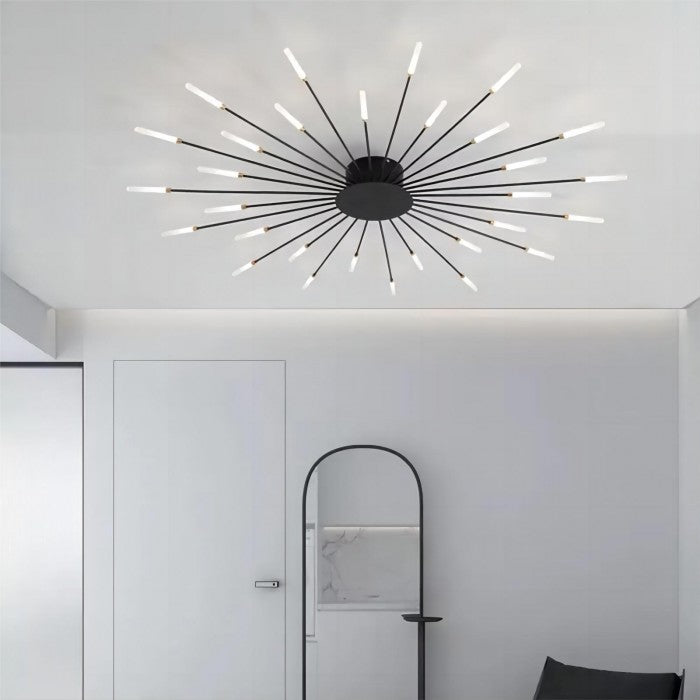 Aurek Industrial Sputnik LED Ceiling Light for Living Rooms