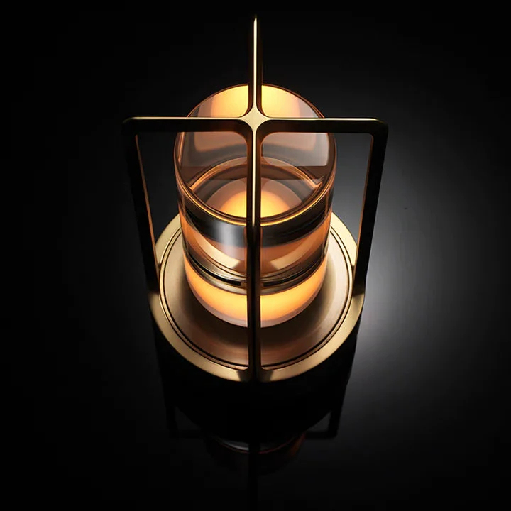 LumaCove Cordless Rechargeable Gold Lantern Table Lamp